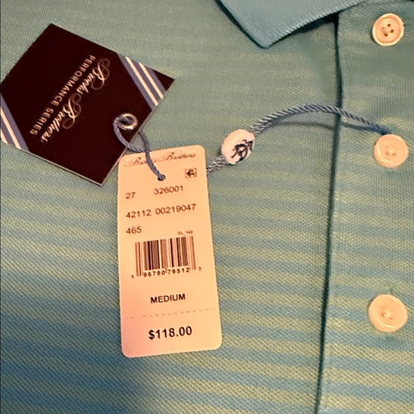 Brooks Brothers Men's Aqua Striped Polo - Picture 4 of 8